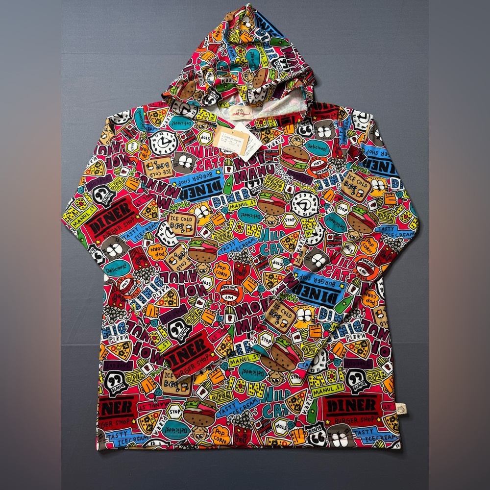 Mof manul size medium-large japanesse collage graffiti hoodie